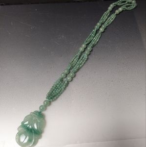 Jade necklace vintage lucky pendant decorative beads design 28 inches